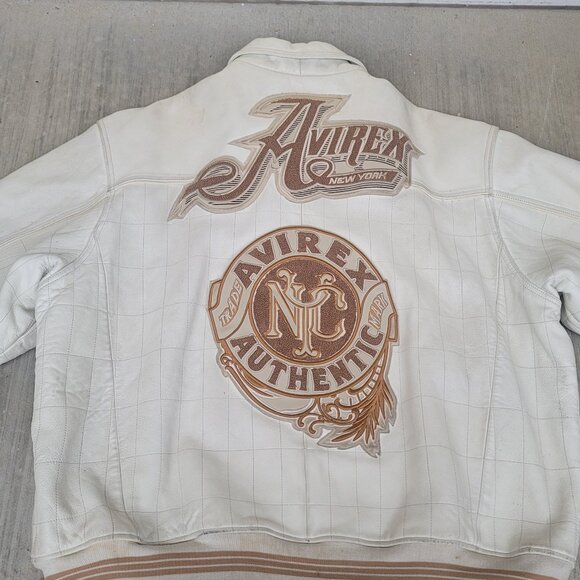 VINTAGE AVIREX New York leather Varsity Jacket Hip Hop 1990s US MEN'S Size 6XL - Picture 1 of 14